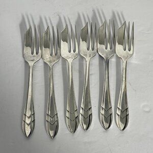 Sheffield England 6 Loxley Silver-plated Pastry Forks 5" M.S. LTD EPNS